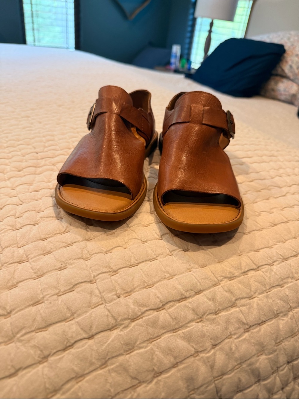 Born Brown Leather Open-Toe Slingback Sandals